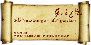 Günszberger Ágoston névjegykártya